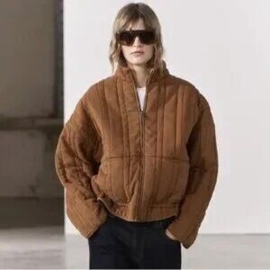 ZARA WASHED EFFECT QUILTED JACKET ZW COLLECTION XXS